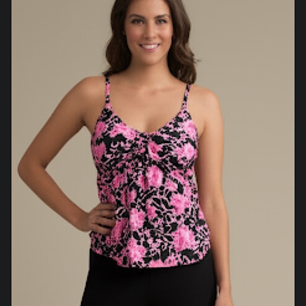 Lands End Pink Floral Paisley Tankini Women’s Size 10